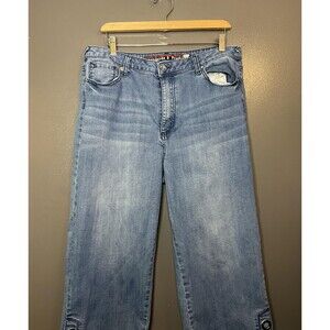 Standards & Practices Jeans Womens 32 Light Blue Cropped Raw Hem Side Snap